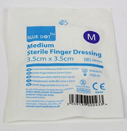 Blue Dot Sterile Finger Dressing 3.5cm x 3.5cm -