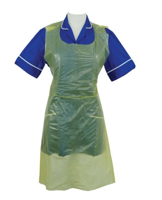 Yellow Polythene Disposable Aprons on Rolls 690 x 1170mm (1x200) - YELLOW