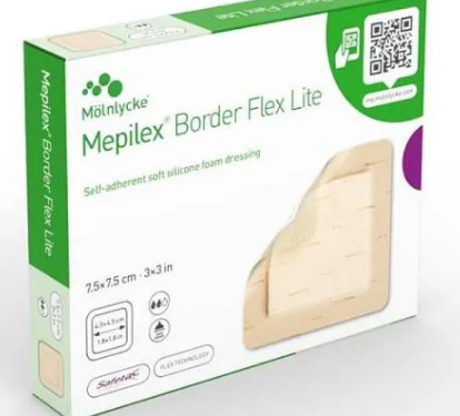 Mepilex Border Lite- Self Adherent Silicone Foam Dressing - 7.5 X 7.5