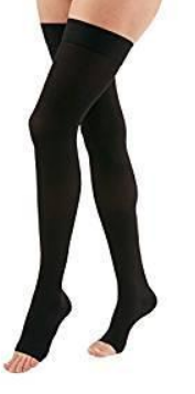Duomed Compression Stockings CCL2 - Thigh (Open Toe) - BLACK-S