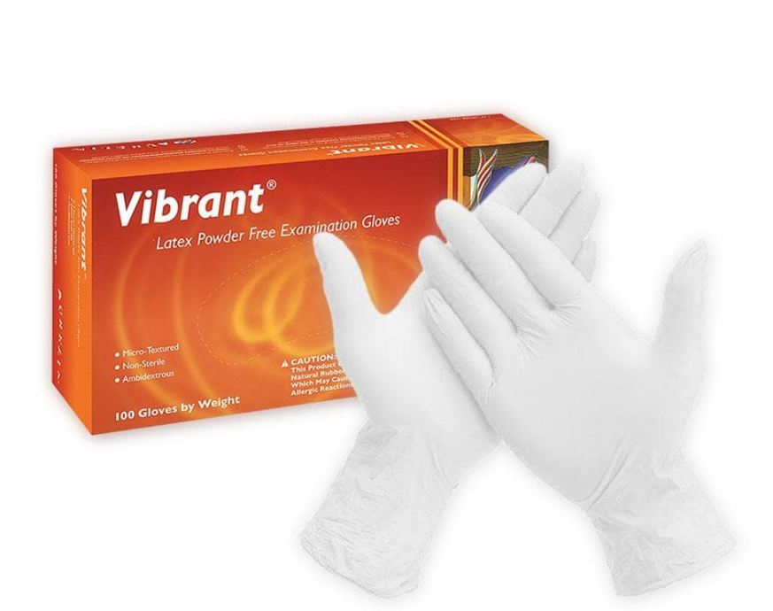 (98228) Vibrant Latex Powder Free Examination Gloves - White (1x100) - LARGE