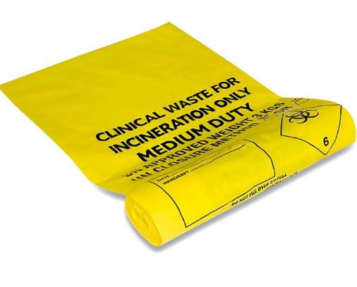 Heavy Duty 10kg Yellow Clinical Waste Sacks CX25/M085 (1x25) -