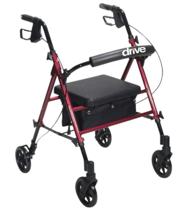 Drive Seat Height Adjustable Rollator - RED